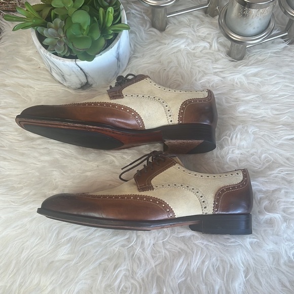 Mezlan Men’s Brown/Beige Wingtip Spectator Oxford Dress Shoes Size 8 - Picture 7 of 16